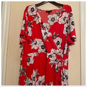 NWOT Lane Bryant Plus Red Floral MIDI Dress